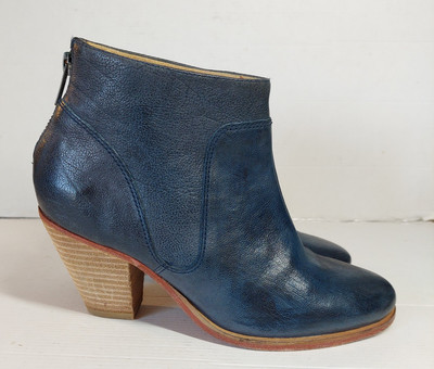 J Shoes Belgrave Stiefeletten Größe 4 blau Leder abgenutzt Reißverschluss hinten kubanischer Absatz