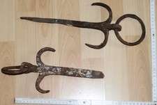 2x mauer  ring öse haken eisen geschmiedet rostig alt antik top vintage deko rar