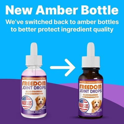 Freedom Joint Drops for Dogs with Hyaluronic Acid, MSM, Glucosamine, & Chon....