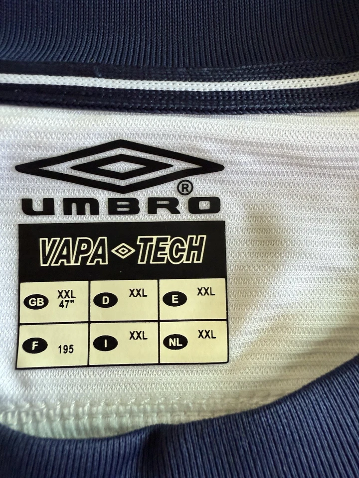 Camiseta visitante Manchester United 2000-02 Beckham #7 XXL LS Umbro Vodafone nueva con etiquetas Foto 4 de 4