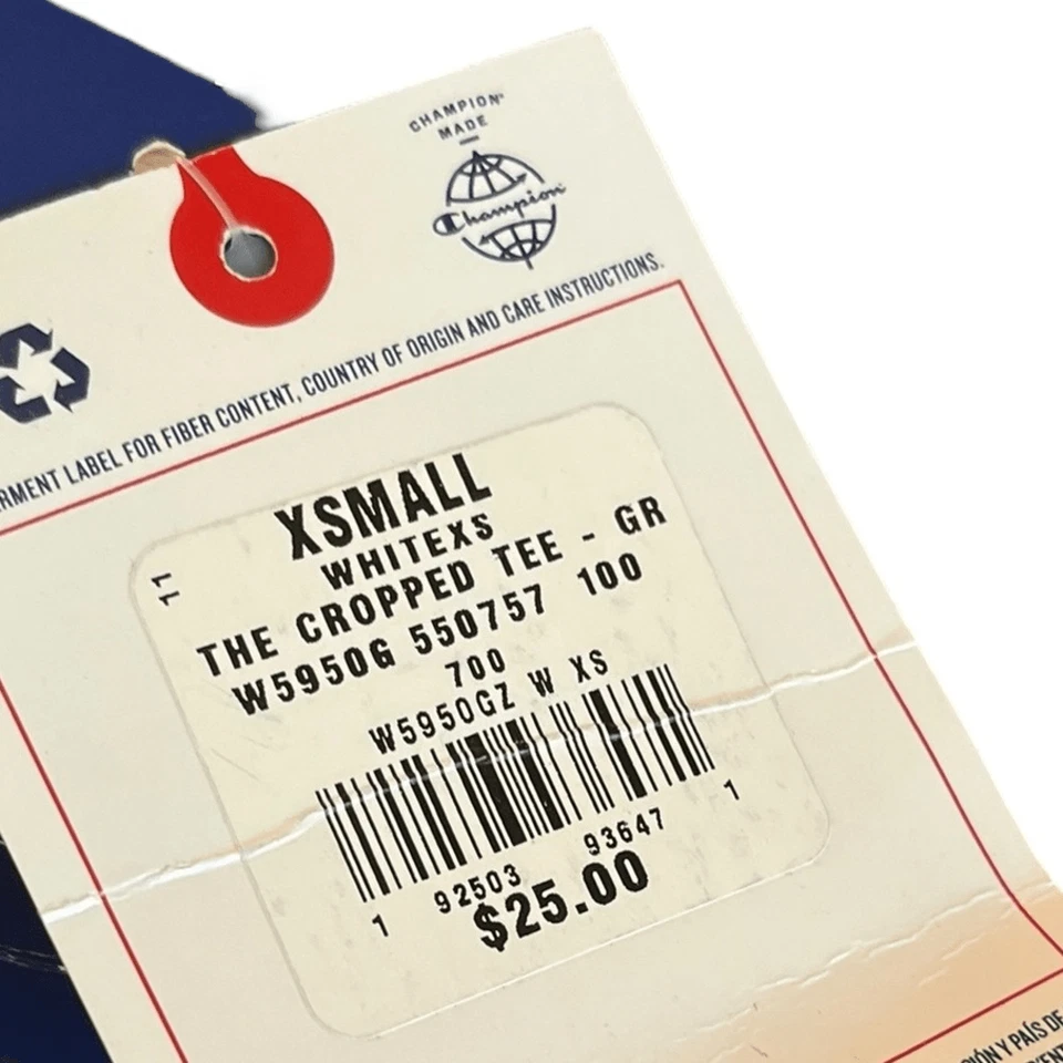 Camiseta corta Champion blanca cuadrada para mujer, talla XS, nueva con etiquetas Foto 4 de 4
