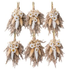 xin's convey Mini Dried Flower Bouquet Set of 6, 6 inches x 3.9 inches, Brown