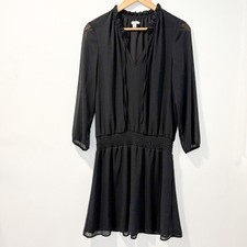 J. Crew Mercantile Sheer Black Long Sleeve Dress Size Small