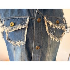 Denim Frayed Vest XL Plus size