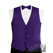 Modern Solid Twill Tuxedo Vest and Bow Tie in Shades of Purple