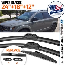 OEM QUALITY Front+Rear Wiper Blades Set of 24"18"12" For 2019-2022 Dodge Journey