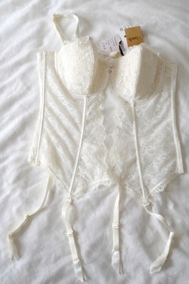 32D Chantelle Eternelle Lace Corset Basque Bridal New BNWT White Milk 70 85