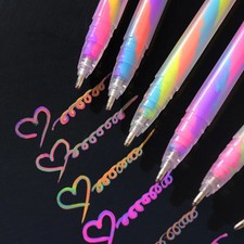 6Pcs Glitter Gel Highlighter Pens 0.05 in Vibrant Colors Smooth Writing