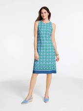 [Talbots] Effortless Jersey Sleeveless Shift Dress - Medallion Border - M - 2025