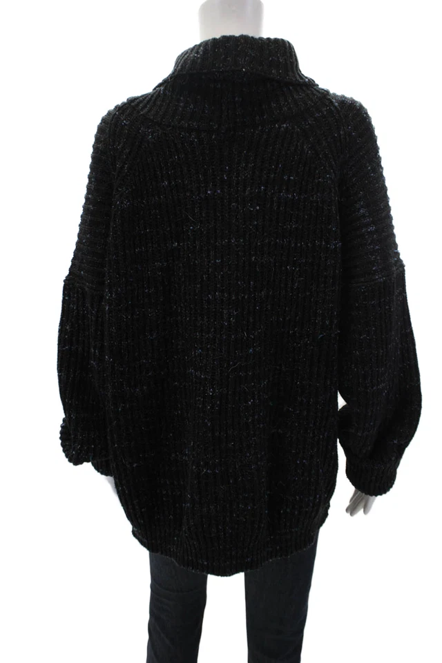 Suéter Free People Mujer Manga Larga Gran Tamaño Cuello Alto Negro Talla M Foto 3 de 4