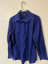 Express Stretch Button Shirt Men's Size Medium Blue Solid