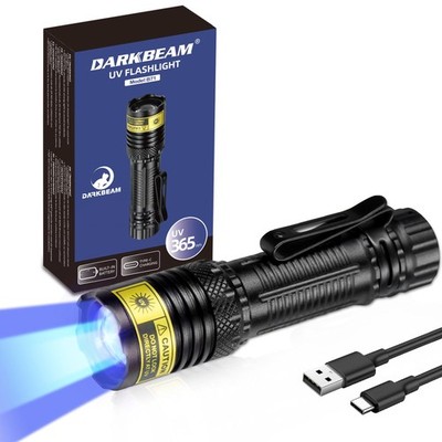 DARKBEAM 365nm UV Flashlight Black Light, Mini but Powerful Blacklight USB C ...