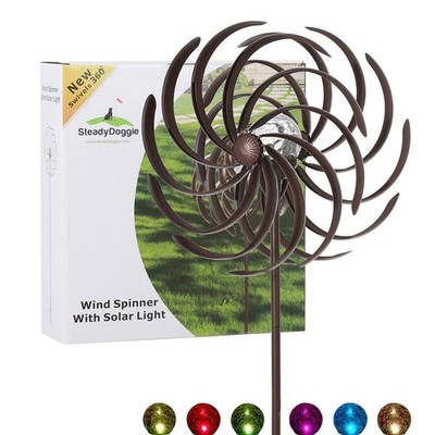Steady Doggie Solar Wind Spinner Willow Leaves - 6.3 ft Lighting Solar Powere...