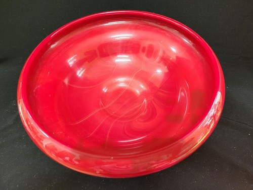Sehr seltene Vintage Fenton Mandarinenrot Rollrand Glasschale & schwarzer Glasständer - Bild 4 von 15