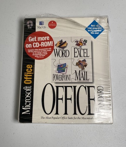 Vintage Microsoft Office 1994 4.21 Standard pour Macintosh MAC OS Big Box PC CD
