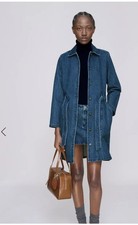 A.P.C. Denim Dress Coat Sz M Knee-Length Heavy Cotton Blue Western French $480
