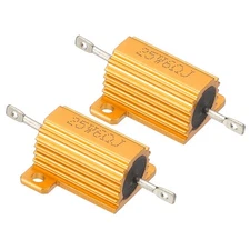 25W 6 Ohm Aluminum Shell Resistor, 2pcs Housing Resistor 5% Tolerance, Golden