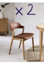 2 x John Lewis Santino Dining Chair, (PAIR) Bianco Oil Oak, Cognac TOTALRRP £558