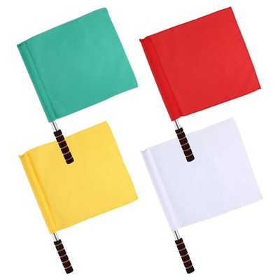 4Pcs Assorted Color Durable Soccer Referee Flags with Comfortable Grip Poles