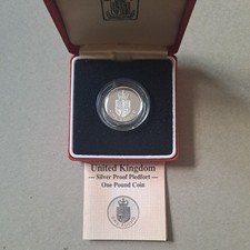 1988 shield UK 🇬🇧 British silver proof PIEDFORT pound coin £1 BUNC BU