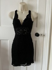 Topshop Little Black Lace Dress with Low Back Size 4