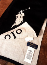 POLO RALF LAUREL Black  White Large Logo Men  s Women  s Unisex Scarf NWT 