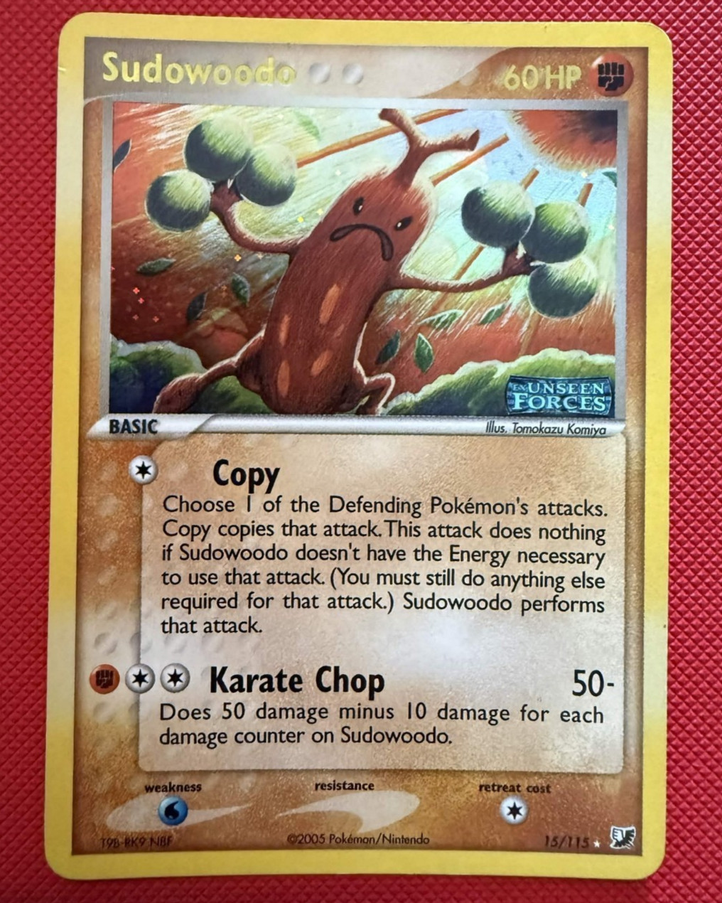 Pokemon TCG Sudowoodo 15/115 Card Unseen Forces Stamped Reverse Holo LP