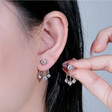 2.0ct Round Cut Lab‑Created Diamond Test Pass VVS1/D/Excellent Jacket Earrings