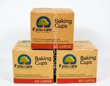 3 If You Care Large Size Unbleached Baking Cups 60 each =180 total 1.37" x 1.96"