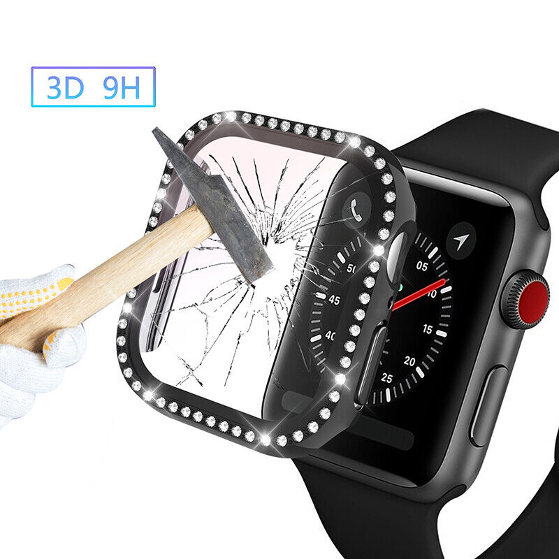 For Apple Watch 7 8 41/45MM Full Protect Diamond Case+Screen Protector Cover