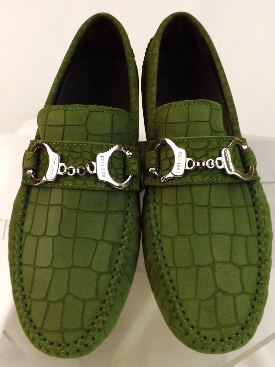 Jimmy Choo Croc Print Handcuff Driving Loafers Jimmy Choo Brogan Light Olive Croc Print Suede Handcuff  main image 4