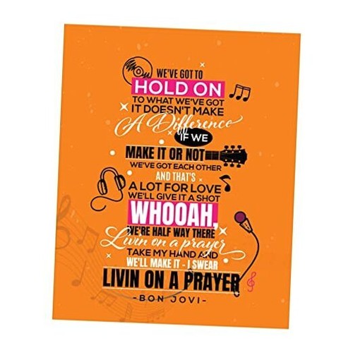 Bon Jovi "Livin' on a Prayer" Song Lyric Wall Art Print - 8x10" Unframed Rock