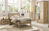 Schlafzimmer Set 3-Teilig In Used Wood Hell Und Anthrazit Mit Bett Schrank Stove