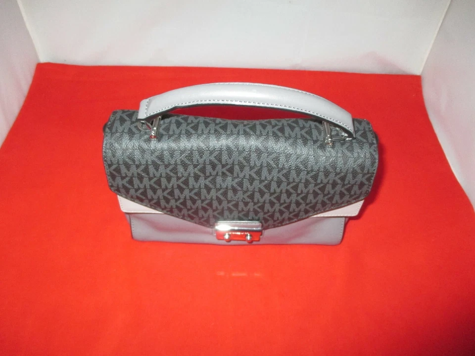 Кожаная сумка Michael Kors Sloan средний размер верхняя ручка 268 долл. США черная / серая No2910 - Изображение 4 из 4