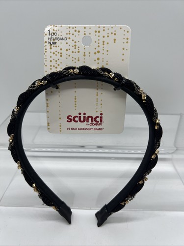 Scunci Kopfband Kette & Kristall schwarz Styling Haarband Cocktail gehoben
