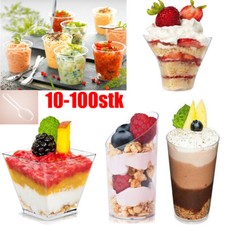 10-100stk Dessertschalen Transparent Eisbecher Plastikschälchen Einwegbecher