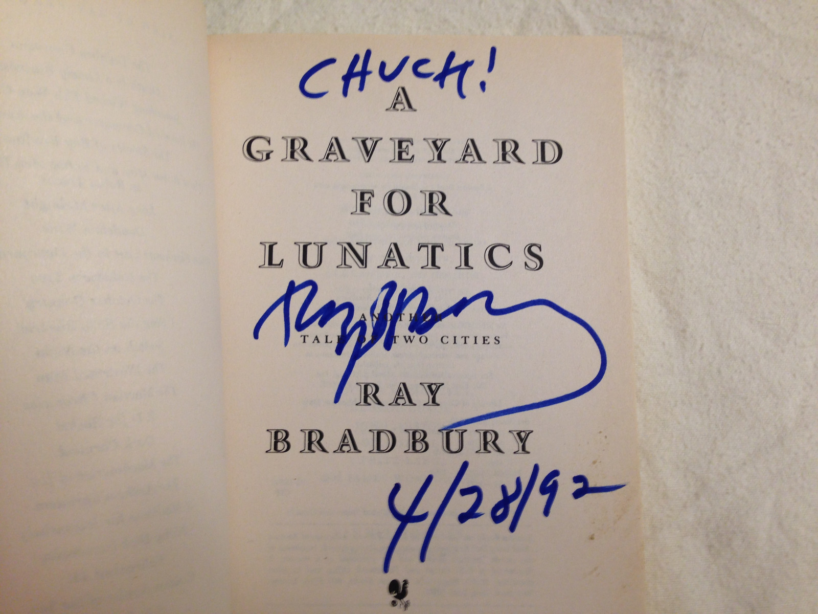 A Graveyard for Lunatics Novel by Ray Bardbury. SIGNED BY RAY BRADBURY | eBay