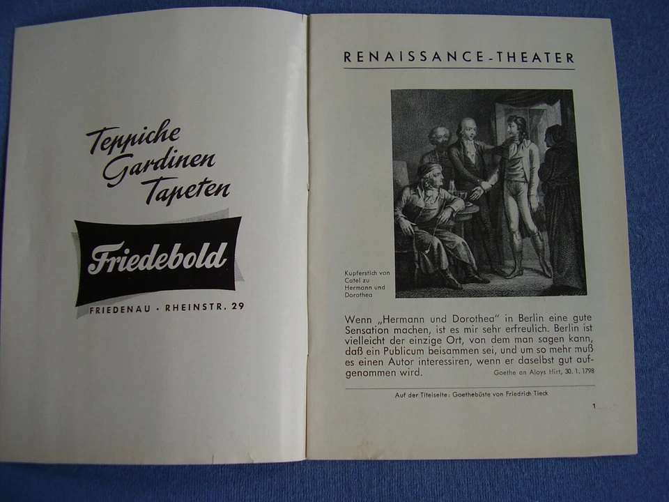 Renaissance-Theater Hermann und Dorothea von Goethe Programm-Büchlein 1961 - Bild 2 von 4
