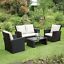 thumbnail 4 - GSD Rattan Garden Furniture 4 Piece Patio Set Table Chairs Grey Black or Brown