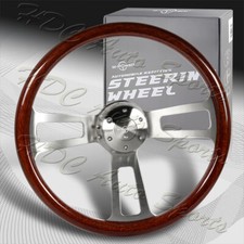 W-power 432mm Dark Wood Mahogany Grip 5-hole Billet Spoke 17-inch Steering Wheel