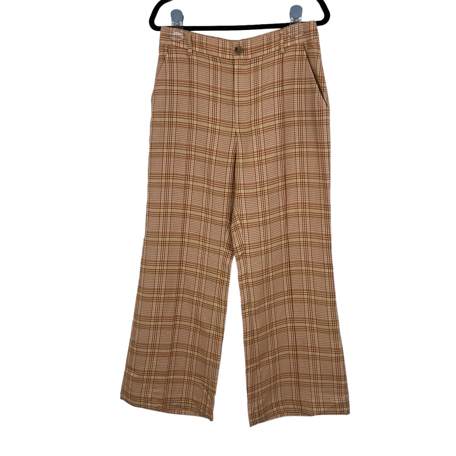 ALTRA & ALTRE STORIE Pantalone donna taglia 2 a quadri gamba larga colore marrone a quadri