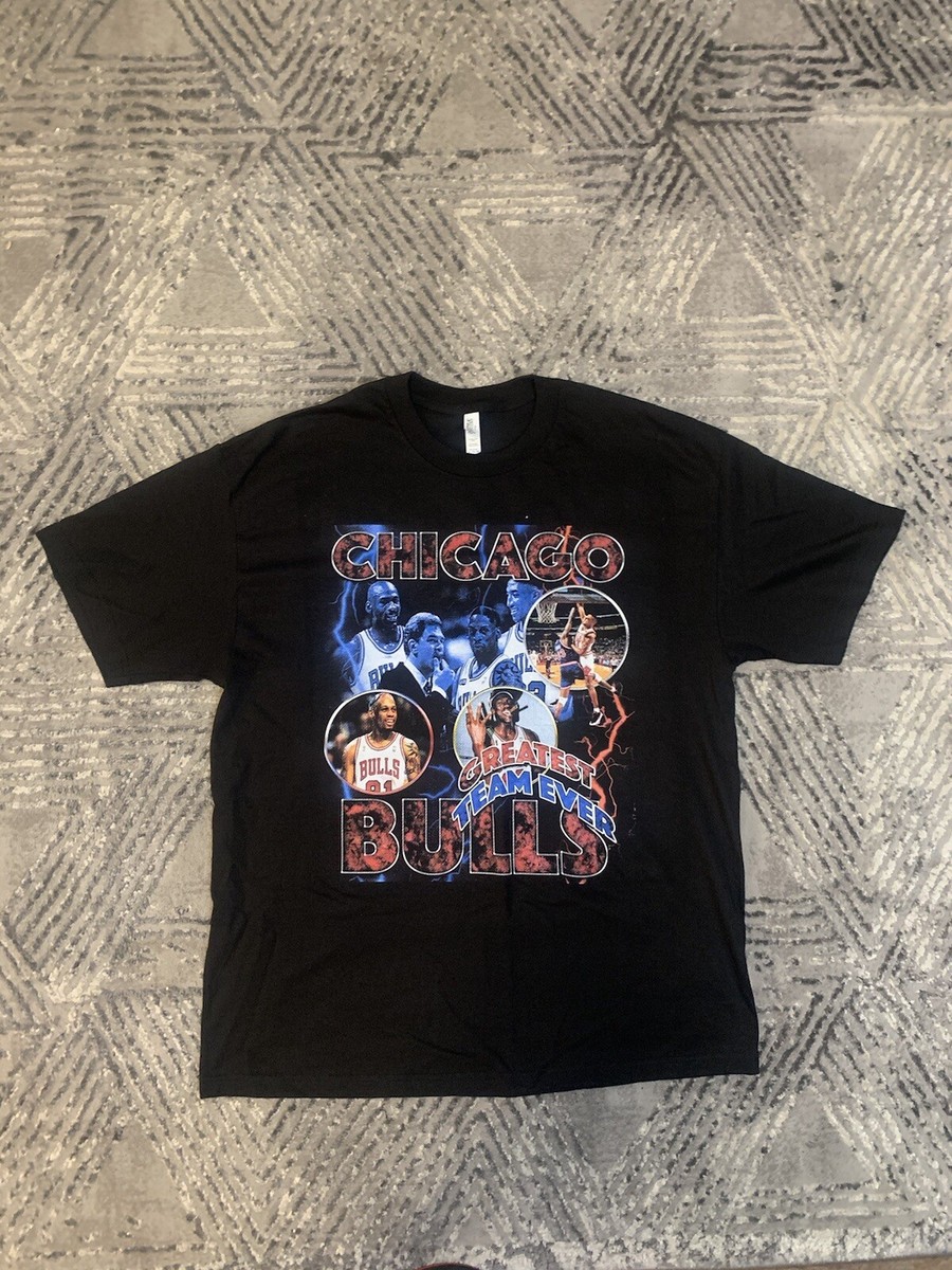 3 Peat 1996 Chicago Bulls Jordan Rodman Pippen Rap Tee Style