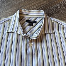 BANANA REPUBLIC Non Iron Green Blue White Striped Casual / Dress Shirt Size XL