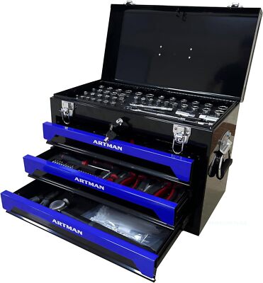 Tool Set Box with Handle & 3-Drawer Heavy Duty Metal Box-439 Piece Tool Kits