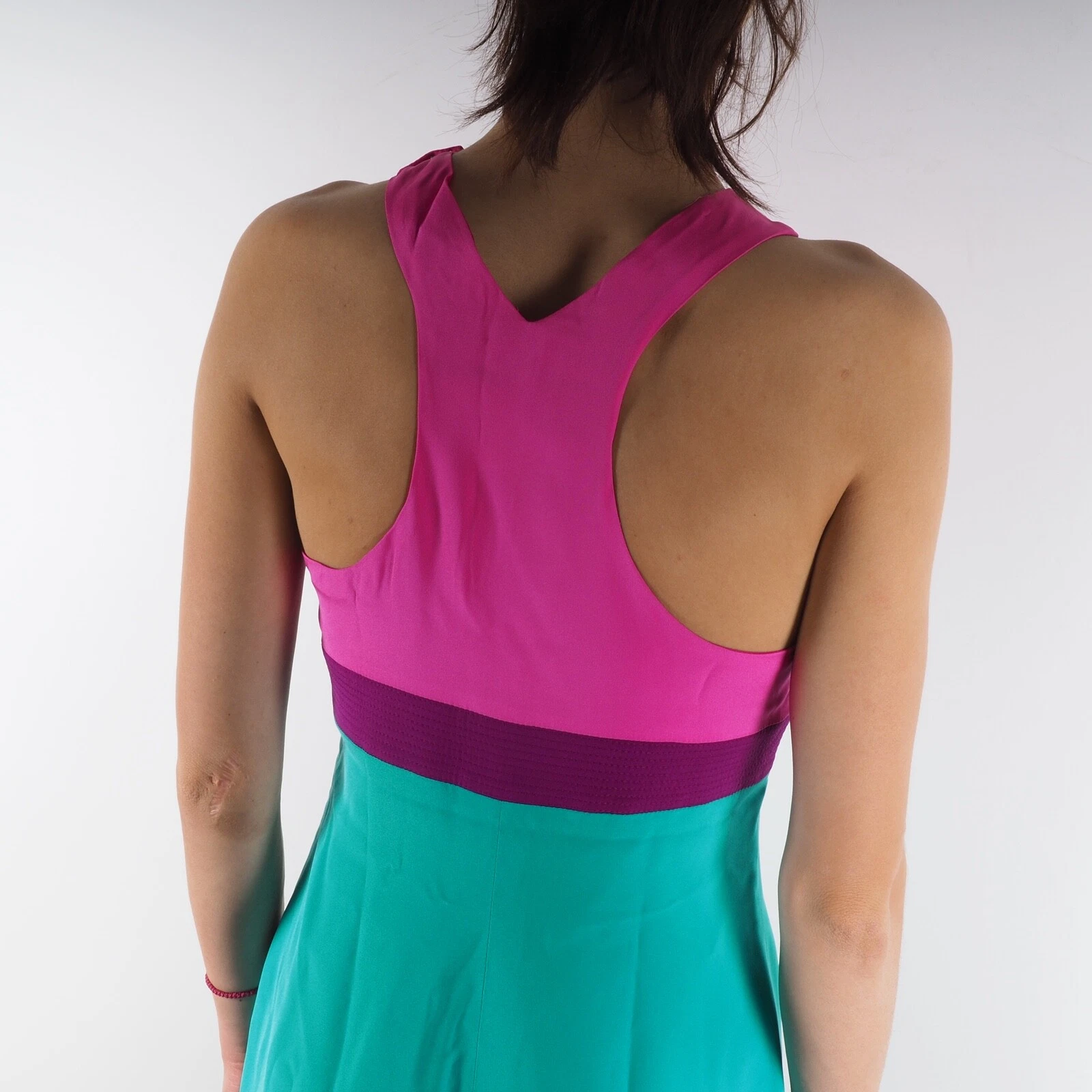 Abito da cocktail Gianni Versace Couture vintage rosa smeraldo seta 42 S US6 anni '80 '90