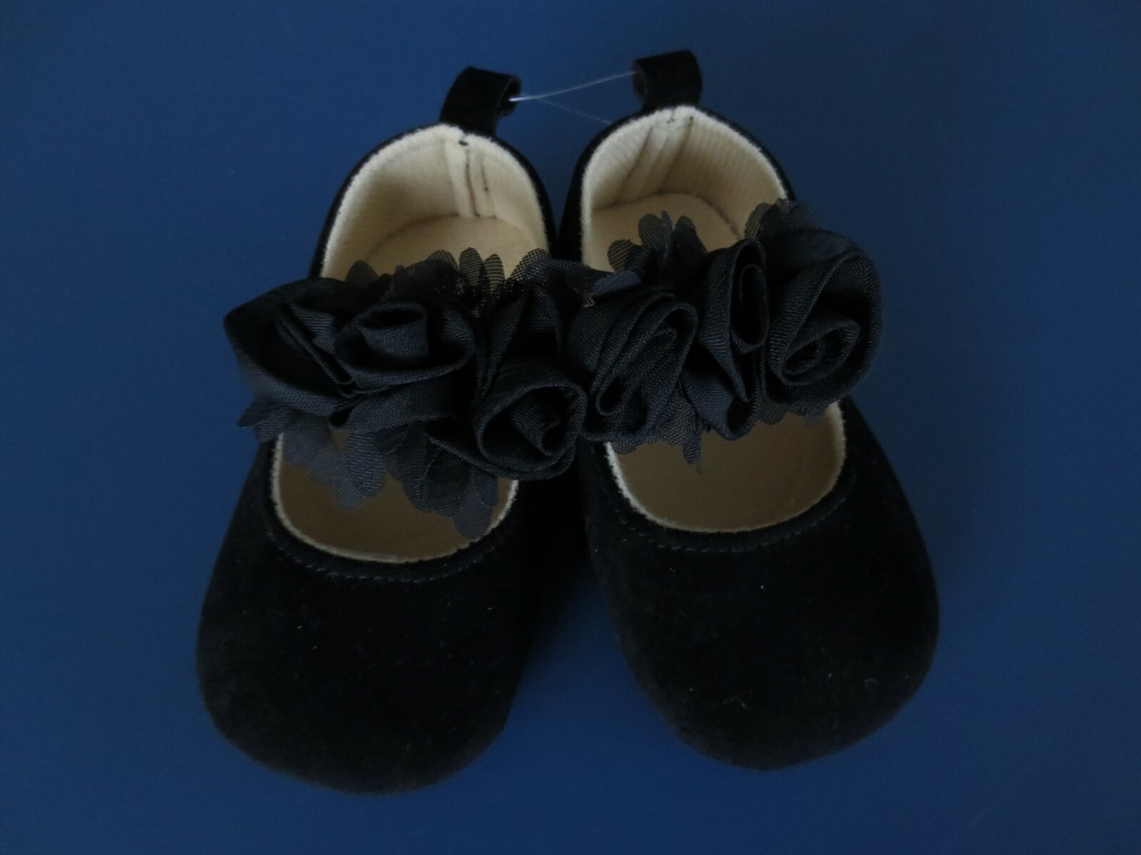 Girl Infant Toddler **3-6* *6-9* *12** Month Soft Sole Black Velvet Dress Shoes 