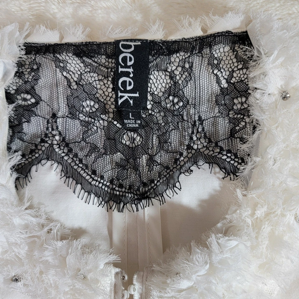 Chaqueta Berek Mujer Grande Blanca Flor Pop Elastizada Brillante Cremallera Bolsillos Cortos Foto 2 de 4