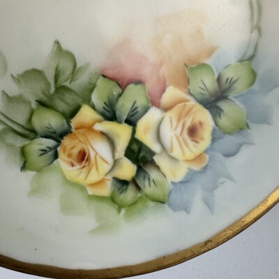 Antique La Seynie P&P Limoges France Yellow Roses 6” Plate