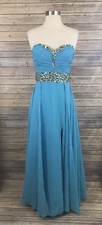 ALYCE PARIS B'DAZZLE DRESS Blue Teal Strapless Tulle Prom dress Size 6