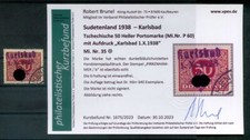 Sudetenland KARLSBAD 35 mit EST gest.+gepr. BEFUND 250EUR (T7996